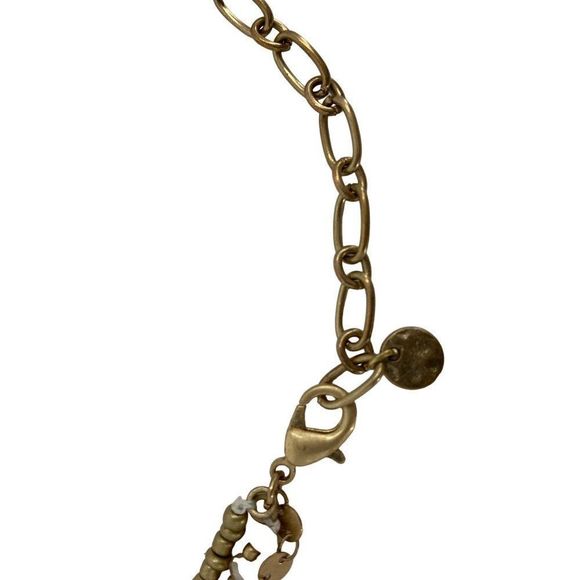 Crescent Moon Horn Multistrand Y Necklace Gold Boho Stamped Metal 2499 EUC - Picture 6 of 10